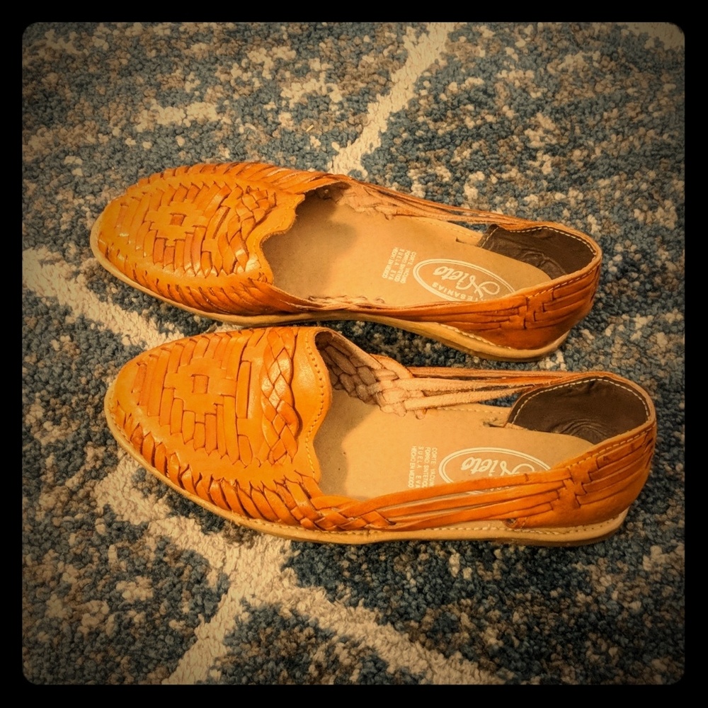 Leather Huaraches Sandals, size 9